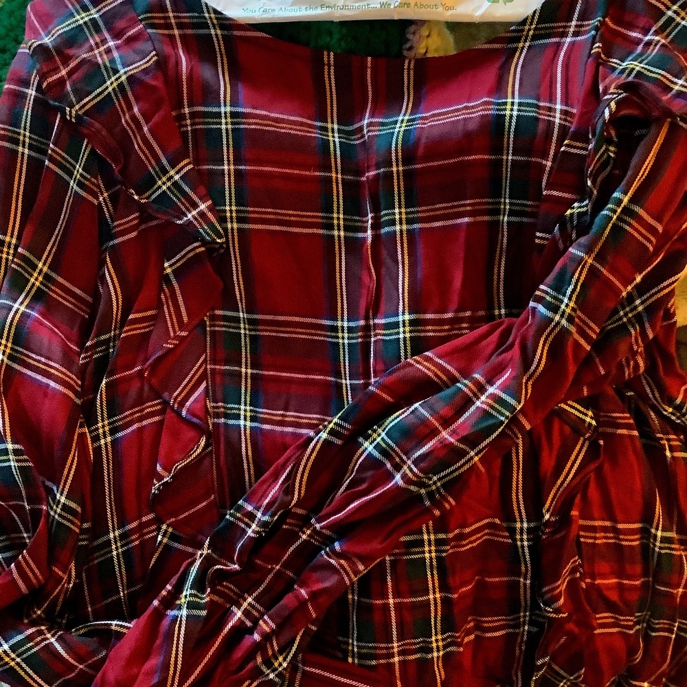 Lovely Scottish plaid red blouse